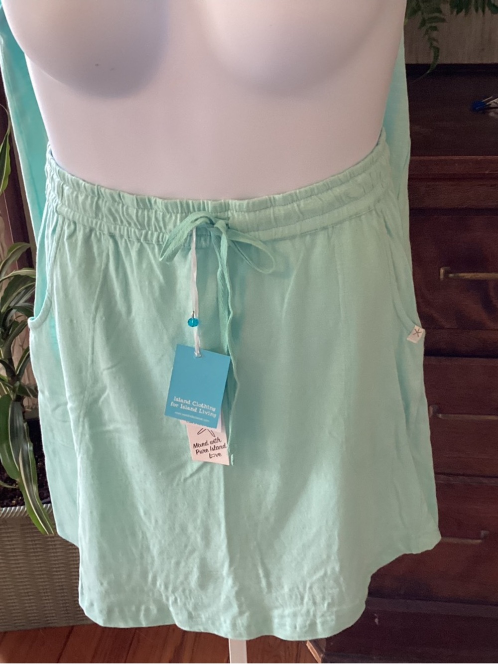 West Indies Wear Light Aqua Slub Knit Cotton Classic Skirt - NWT M - Picture 4 of 9